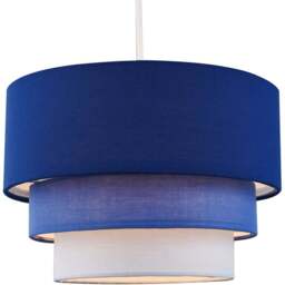Happy Homewares 3 Tier Round Midnight Blue Cotton Fabric Pendant Shade - Size: 20 x 30 x 30cm - Wilko - thumbnail 3