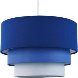 Happy Homewares 3 Tier Round Midnight Blue Cotton Fabric Pendant Shade - Size: 20 x 30 x 30cm - Wilko