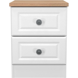 Crowndale Norfolk 2 Drawer White Ash and Bardolino Oak Compact Bedside Cabinet Ready Assembled - White Ash & Bardolino Oak - Wilko - thumbnail 3