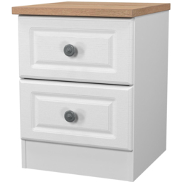 Crowndale Norfolk 2 Drawer White Ash and Bardolino Oak Compact Bedside Cabinet Ready Assembled - White Ash & Bardolino Oak - Wilko - thumbnail 4
