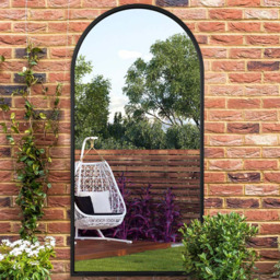 MirrorOutlet The Arcus Black Framed Arched Garden Wall Mirror 160 x 80cm - Size: 160 x 80 x 3cm - Wilko - thumbnail 3