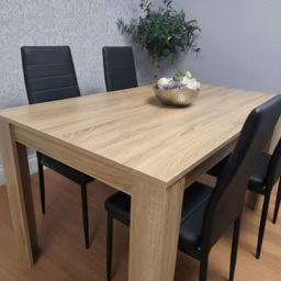 Kosy Koala 4 Seater Faux Leather Dining Set Oak Effect and Black - Multi - Portland - Wilko - thumbnail 6