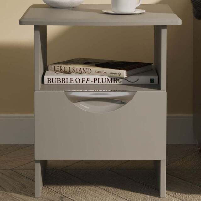 Crowndale Camden Single Drawer Single Shelf Grey Gloss and Dusk Grey Lamp Table Ready Assembled - Size: 50 x 44 x 48cm - Grey Gloss & Dusk Grey - Wilk - image 1