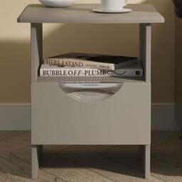 Crowndale Camden Single Drawer Single Shelf Grey Gloss and Dusk Grey Lamp Table Ready Assembled - Size: 50 x 44 x 48cm - Grey Gloss & Dusk Grey - Wilk