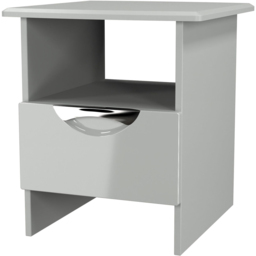 Crowndale Camden Single Drawer Single Shelf Grey Gloss and Dusk Grey Lamp Table Ready Assembled - Size: 50 x 44 x 48cm - Grey Gloss & Dusk Grey - Wilk - thumbnail 5