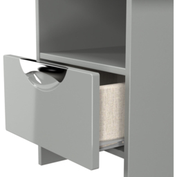 Crowndale Camden Single Drawer Single Shelf Grey Gloss and Dusk Grey Lamp Table Ready Assembled - Size: 50 x 44 x 48cm - Grey Gloss & Dusk Grey - Wilk - thumbnail 7