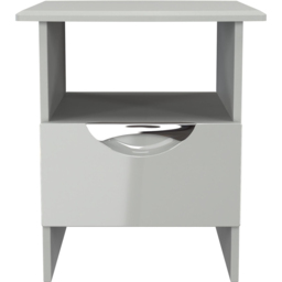 Crowndale Camden Single Drawer Single Shelf Grey Gloss and Dusk Grey Lamp Table Ready Assembled - Size: 50 x 44 x 48cm - Grey Gloss & Dusk Grey - Wilk - thumbnail 3