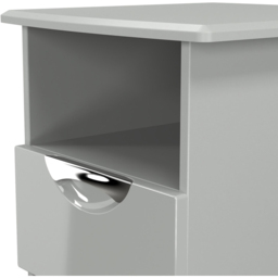 Crowndale Camden Single Drawer Single Shelf Grey Gloss and Dusk Grey Lamp Table Ready Assembled - Size: 50 x 44 x 48cm - Grey Gloss & Dusk Grey - Wilk - thumbnail 6
