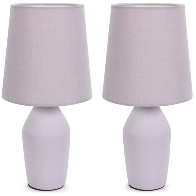 ValueLights Arlo Set of 2 Lilac Shade Ceramic LED Table Lamp - Size: 36.5 x 18 x 18cm - Purple - Wilko - image 1