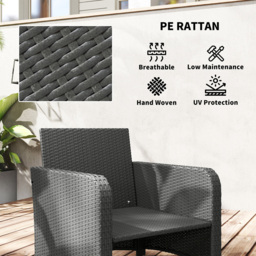 Outsunny 2 Seater Cream PE Rattan Patio Bistro Set with Footstool and Cushion - Wilko - thumbnail 7