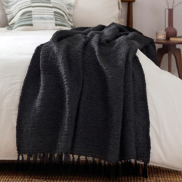 Yard Candar Black Textured Boucle Throw - Size: 170 x 130 x 1cm - Wilko - thumbnail 6
