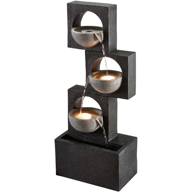 Garden Gear Serenity Modern Granite Cascading Bowls Water Feature - Size: 78 x 33 x 21cm - Grey - Wilko - image 1
