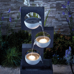 Garden Gear Serenity Modern Granite Cascading Bowls Water Feature - Size: 78 x 33 x 21cm - Grey - Wilko - thumbnail 5