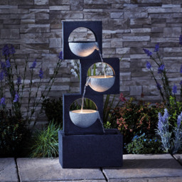 Garden Gear Serenity Modern Granite Cascading Bowls Water Feature - Size: 78 x 33 x 21cm - Grey - Wilko - thumbnail 6