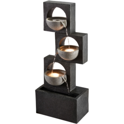 Garden Gear Serenity Modern Granite Cascading Bowls Water Feature - Size: 78 x 33 x 21cm - Grey - Wilko - thumbnail 1