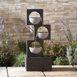 Garden Gear Serenity Modern Granite Cascading Bowls Water Feature - Size: 78 x 33 x 21cm - Grey - Wilko - thumbnail 3