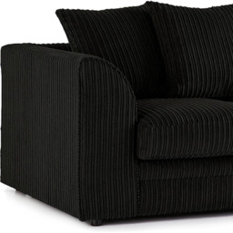 Luxor 4 Seater Black Jumbo Cord Right Hand Facing Scatter Back L Shaped Corner Sofa Set - Wilko - thumbnail 4