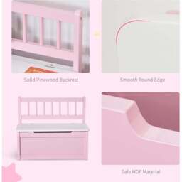 Playful Haven Pink Kids Storage Bench - Size: 60 x 30 x 50cm - Wilko - thumbnail 7