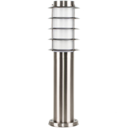 ValueLights Wharf Set of 2 Silver Warm White Bulb Bollard Lights - Size: 45 x 11.5 x 46cm - Wilko