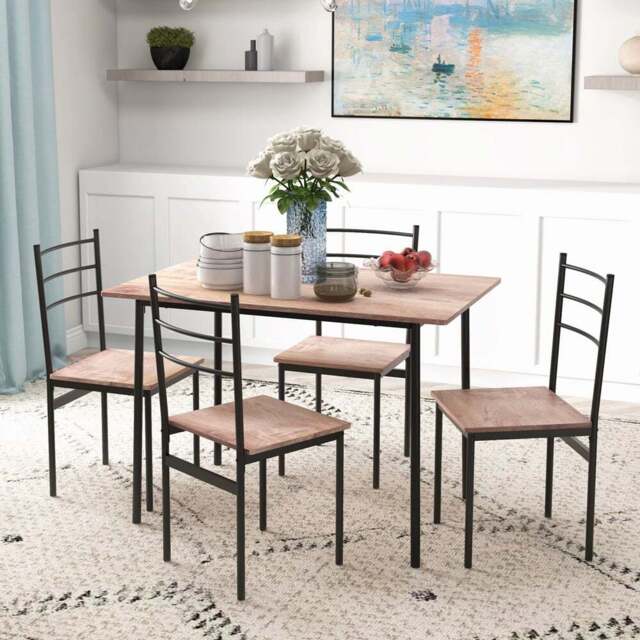 Portland 4 Seater Dining Set Brown - Wilko - image 1