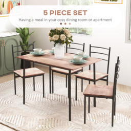 Portland 4 Seater Dining Set Brown - Wilko - thumbnail 5