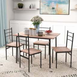 Portland 4 Seater Dining Set Brown - Wilko