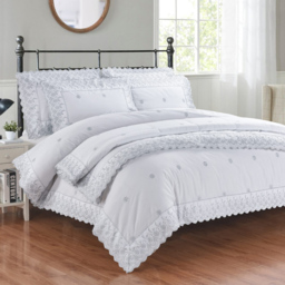 Serene Gabrielle Double Floral Duvet Cover Set - Silver - Wilko