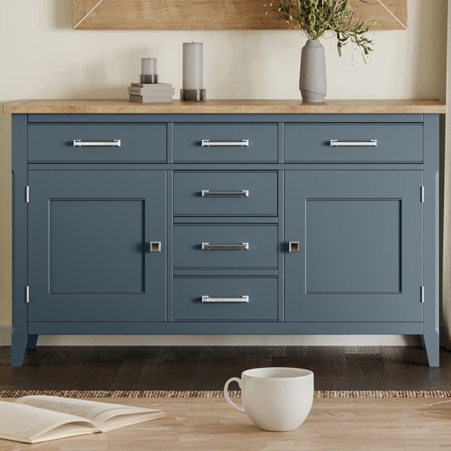Baumhaus Signature 2 Door 6 Drawer Blue Large Sideboard - Wilko - image 1