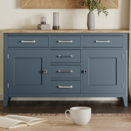 Baumhaus Signature 2 Door 6 Drawer Blue Large Sideboard - Wilko
