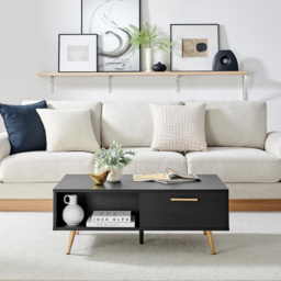 Furniturebox Ivata 2 Drawer 2 Shelf Black and Copper Effect Coffee Table - Size: 97 x 60 x 97cm - Wilko - thumbnail 7