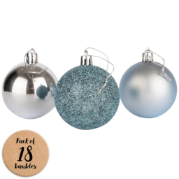 Shatchi 5cm Light Blue Shatterproof Christmas Bauble 18 Pack - Wilko - thumbnail 1