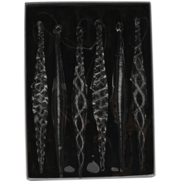 The Seasonal Gift Co. 6 Piece Glass Icicle Hanging Decorations Set - Size: 19 x 1 x 1cm - Clear - Wilko - thumbnail 6