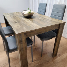 Portland 4 Seater Dining Set Rustic Effect and Grey Leather - Multi - Wilko - thumbnail 5