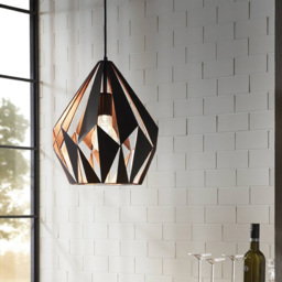 EGLO Carlton 1 Black and Copper Pendant Light - Size: 31.0 x 31.0 x 110.0cm - Wilko - thumbnail 3