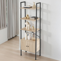 tectake Brentwood 4 Open Shelf Oak Sonoma Ladder Shelving Unit - Brown - Wilko