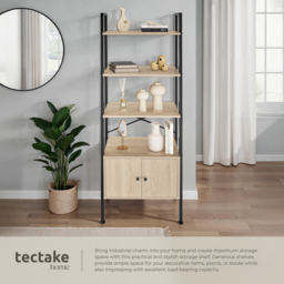 tectake Brentwood 4 Open Shelf Oak Sonoma Ladder Shelving Unit - Brown - Wilko - thumbnail 4