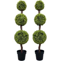 Leaf Artificial Green Triple Ball Topiary Trees 120cm 2 Pack - Size: 120 x 29 x 29cm - Wilko - thumbnail 1