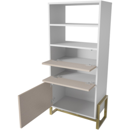 Decorotika Utopie 3 Door 2 Shelf White and Beige Modern Bookshelf - Size: 60 x 136.8 x 35cm - Multi - Wilko - thumbnail 4