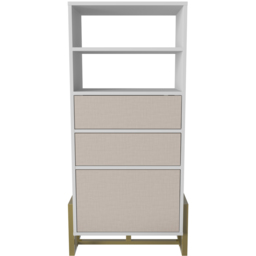 Decorotika Utopie 3 Door 2 Shelf White and Beige Modern Bookshelf - Size: 60 x 136.8 x 35cm - Multi - Wilko - thumbnail 3