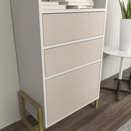 Decorotika Utopie 3 Door 2 Shelf White and Beige Modern Bookshelf - Size: 60 x 136.8 x 35cm - Multi - Wilko - thumbnail 6
