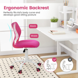 Costway Rose Ergonomic Children Study Chair - Size: 47 x 46 x 18cm - Pink - Wilko - thumbnail 6