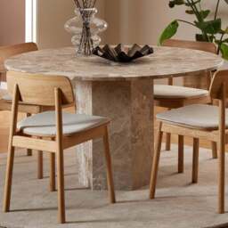 Florence Naxos Marble 4 Seater Round Dining Table Brown - Furniture To Go - Wilko