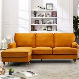 Woodbury 3 Seater Orange Velvet Reversible Corner Sofa - Artemis Home - Wilko