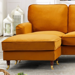 Woodbury 3 Seater Orange Velvet Reversible Corner Sofa - Artemis Home - Wilko - thumbnail 3