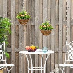 Portland Artificial Orange Lisianthus Flower Hanging Planter 2 Pack - Size: 34 x 25 x 25cm - Wilko - thumbnail 3
