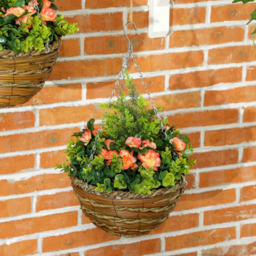 Portland Artificial Orange Lisianthus Flower Hanging Planter 2 Pack - Size: 34 x 25 x 25cm - Wilko - thumbnail 4