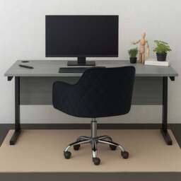 Kosy Koala Grey Wooden Office Desk with Black Velvet Upholstered Chair - Wilko