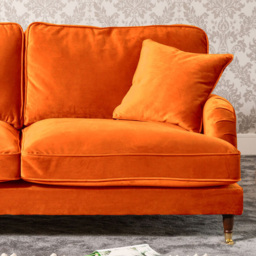 Mackenzie 3 Seater Orange Plush Velvet Sofa - Artemis Home - Wilko - thumbnail 3