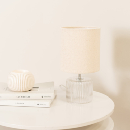 ValueLights Betty Natural Shade Clear Glass LED Table Lamp - Cream - Wilko - thumbnail 4