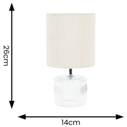 ValueLights Betty Natural Shade Clear Glass LED Table Lamp - Cream - Wilko - thumbnail 6